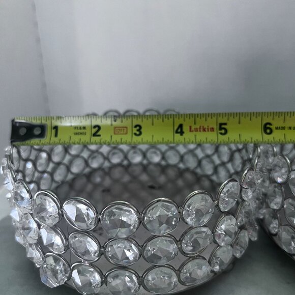 Wine Coasters Set Of 2 From Z Gallerie Clear Faceted Rhinestone Bling 6"x2.5" - Picture 7 of 16